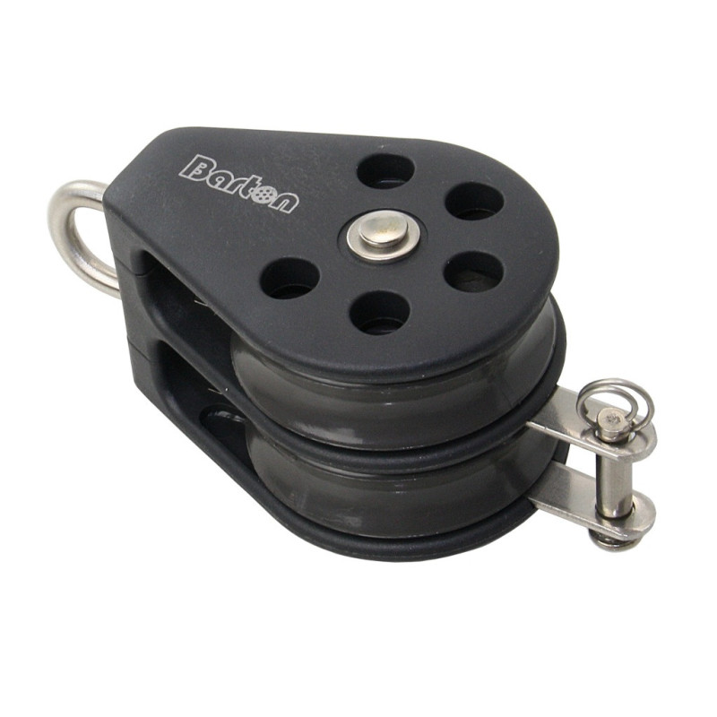 BARTON Doppelblock gleitl. 45mm, Seil 10mm, Auge, U-Bügel