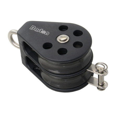 BARTON Doppelblock gleitl. 45mm, Seil 10mm, Auge, U-Bügel