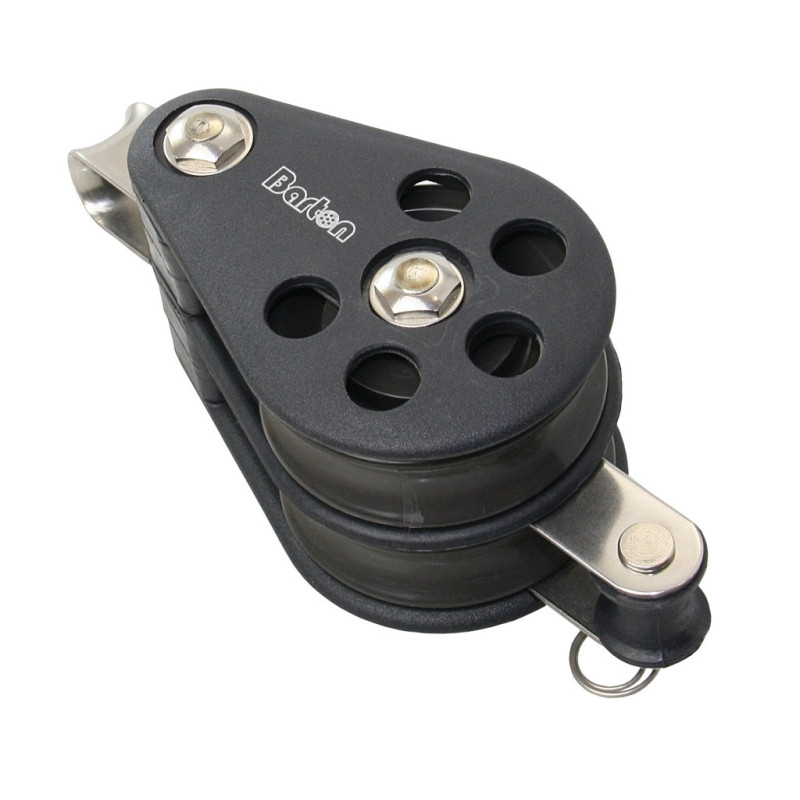 BARTON Doppelblock gleitl. 54mm, Seil 12mm, Auge, U-Bügel