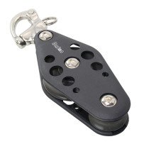 BARTON Violinblock gleitl. 70/44mm, Seil 12mm, Schnappschäkel