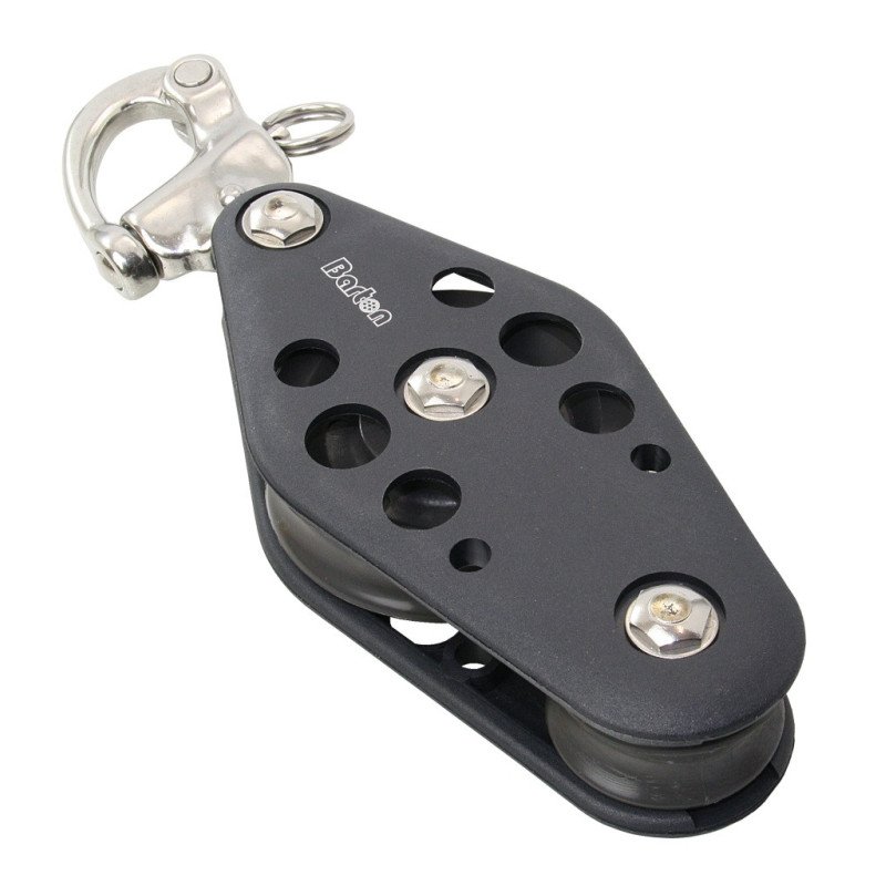 BARTON Violinblock gleitl. 70/44mm, Seil 12mm, Schnappschäkel BARTON Violinblock gleitl. 70/44mm, Seil 12mm, Schnappschäkel