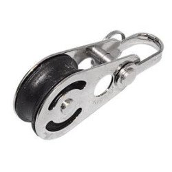 SEA SURE Einfachblock gleitl. 38mm, Seil 10mm, Carbonrolle, Schäkel