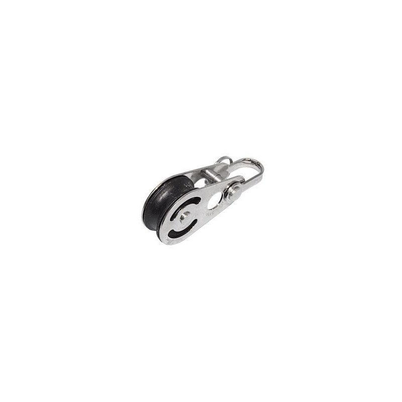 SEA SURE Einfachblock gleitl. 38mm, Seil 10mm, Carbonrolle, Schäkel