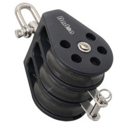 BARTON Dreifachblock kugell. 35mm, Seil 8mm, Wirbelschäkel, U-Bügel