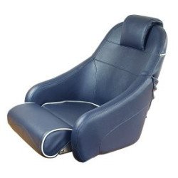 Steuersitz/Bootsstuhl Komfort mit Flip-Up, blau mit weißem Keder