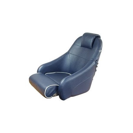 Steuersitz/Bootsstuhl Komfort mit Flip-Up, blau mit weißem Keder