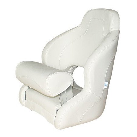 Steuersitz/Bootsstuhl Sport PVC mit Flip-Up, weiß