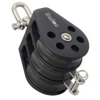 BARTON Dreifachblock kugell. 45mm, Seil 10mm, Wirbelschäkel, Bügel