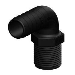 TRUDESIGN Schlauchtülle mit Außengew. 90° 1' für Schl. 25mm schwarz