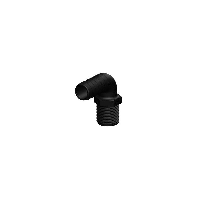 TRUDESIGN Schlauchtülle mit Außengew. 90° 1' für Schl. 25mm schwarz