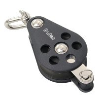 BARTON Einfachblock kugell. 54mm, Seil 12mm, Wirbelschäkel, U-Bügel