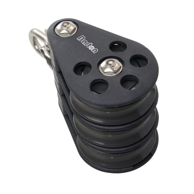BARTON Dreifachblock kugell. 54mm, Seil 12mm, Umsteckschäkel BARTON Dreifachblock kugell. 54mm, Seil 12mm, Umsteckschäkel