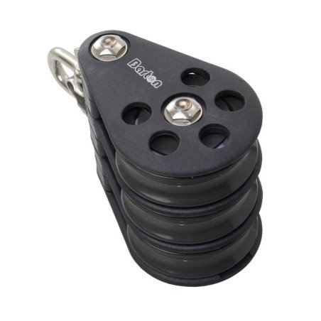 BARTON Dreifachblock kugell. 54mm, Seil 12mm, Umsteckschäkel