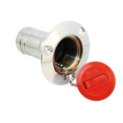 Tankeinfüllstutzen ISO 4567 MsCr/POM für Schlauch 38mm, Petrol rot