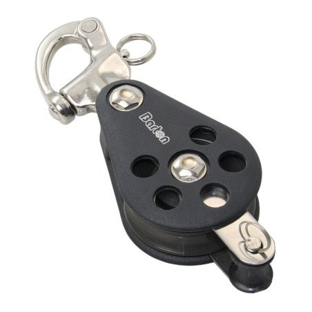 BARTON Einfachblock kugell. 63mm, Seil 12mm, Schnappschäkel, U-Bügel