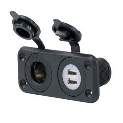 MARINCO Einbau-Kombi-Steckdose mit 2x USB-A 12/24V 2,1A schwarz