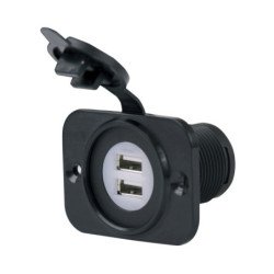 MARINCO USB-A Einbau-Doppelsteckdose 12/24V 2,1A schwarz