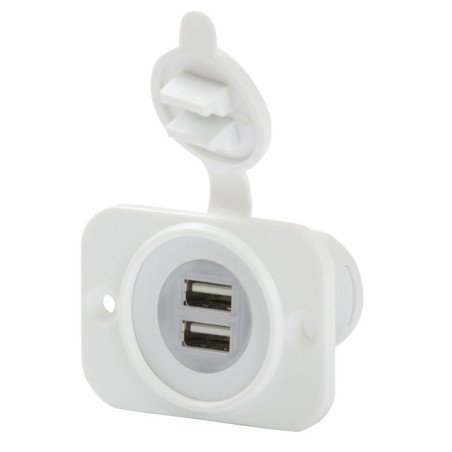 MARINCO USB-A Einbau-Doppelsteckdose 12/24V 2,1A weiß