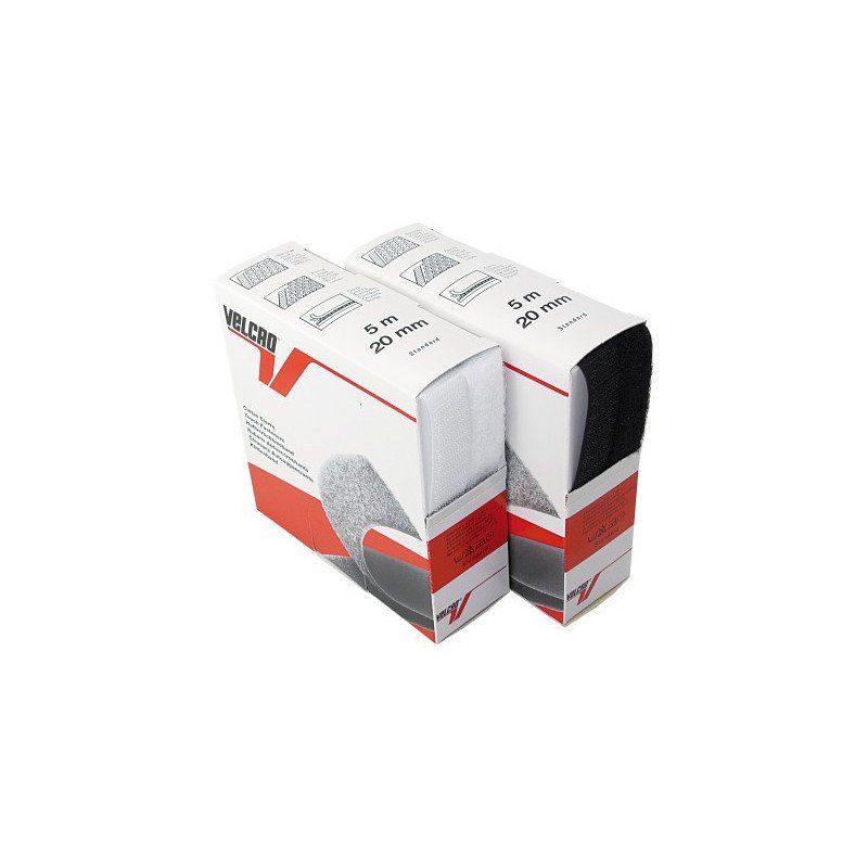VELCRO Klettband in Spenderbox PA 20mm weiß 2x5m