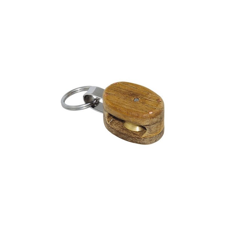 Schlüsselanhänger Teakblock mit Ms-Rolle 16mm, für Seil 5mm