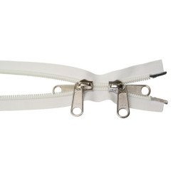 YKK Zweiwege-Spiralreißverschl. Gr.10 mit Metall-Doppelsch. weiß 4m