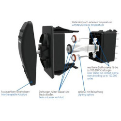 CARLING Wippschalter-Unterteil V-Serie 1-polig An/Aus LED rot