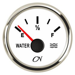 CN Wassertank-Anzeige analog 12/24V 57mm weiß/chrom