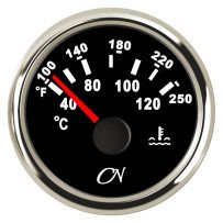 CN Kühlwassertemperatur-Anzeige analog 12/24V 57mm schwarz/chrom