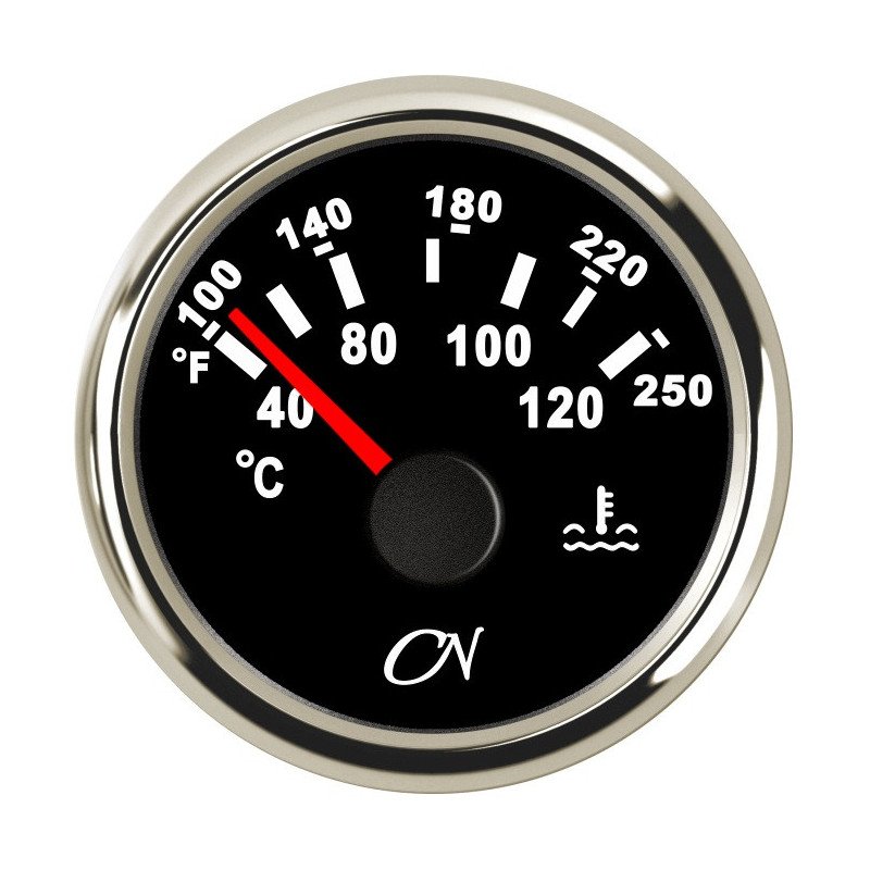 CN Kühlwassertemperatur-Anzeige analog 12/24V 57mm schwarz/chrom