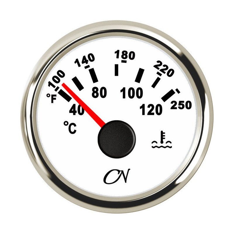 CN Kühlwassertemperatur-Anzeige analog 12/24V 57mm weiß/chrom