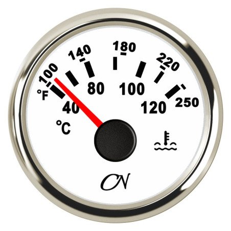CN Kühlwassertemperatur-Anzeige analog 12/24V 57mm weiß/chrom