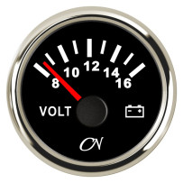 CN Voltmeter-Anzeige analog 12V 57mm 8-16V schwarz/chrom