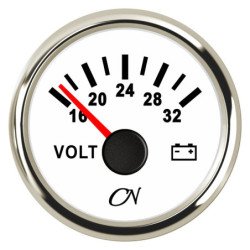 CN Voltmeter-Anzeige analog 24V 57mm 16-32V weiß/chrom