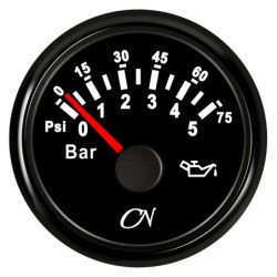 CN Öldruck-Anzeige analog 12/24V 57mm 0-5bar schwarz