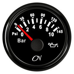 CN Öldruck-Anzeige analog 12/24V 57mm 0-10bar schwarz