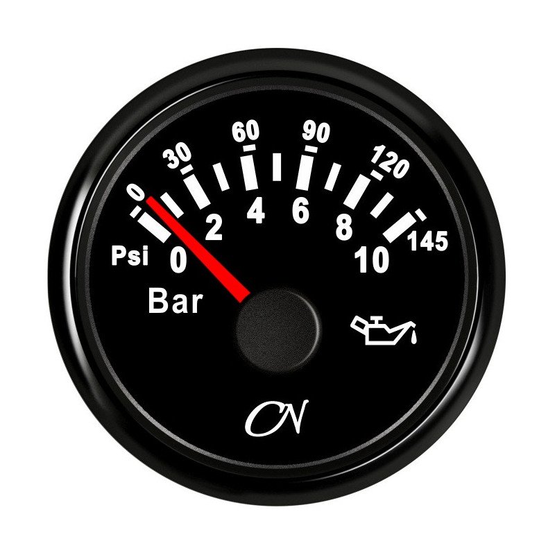 CN Öldruck-Anzeige analog 12/24V 57mm 0-10bar schwarz