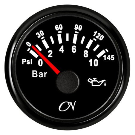 CN Öldruck-Anzeige analog 12/24V 57mm 0-10bar schwarz