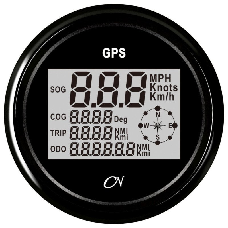 CN GPS-Tachometer inkl. Kompass digital 12/24V 96mm schwarz