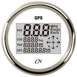 CN GPS-Tachometer inkl. Kompass digital 12/24V 96mm weiß/chrom