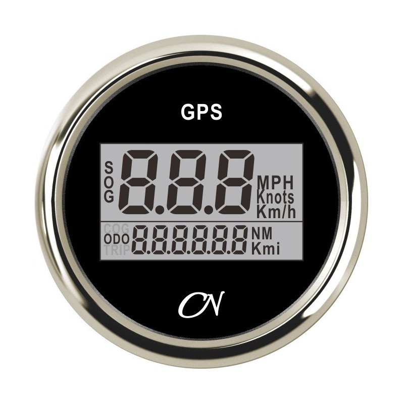 CN GPS-Tachometer digital 12/24V 57mm schwarz/chrom