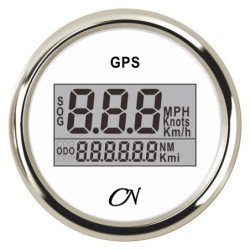CN GPS-Tachometer digital 12/24V 57mm weiß/chrom