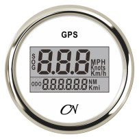 CN GPS-Tachometer digital 12/24V 57mm weiß/chrom