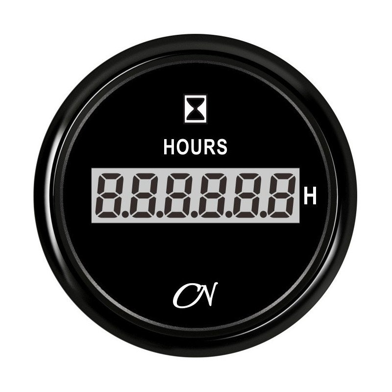 CN Betriebsstundenzähler digital 12/24V 0-99999,9h schwarz