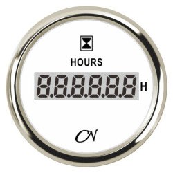 CN Betriebsstundenzähler digital 12/24V 0-99999,9h weiß/chrom