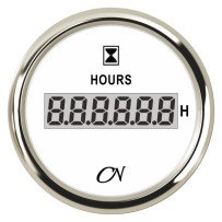 CN Betriebsstundenzähler digital 12/24V 0-99999,9h weiß/chrom