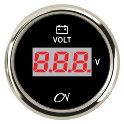 CN Voltmeter-Anzeige digital 12/24V 57mm 9-32V schwarz/chrom