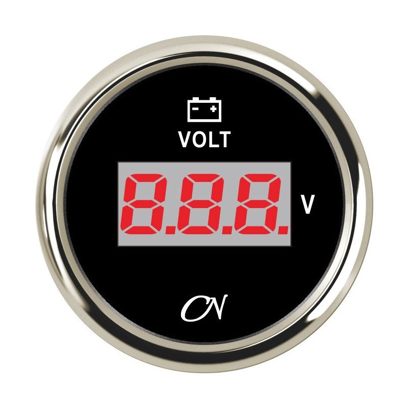 CN Voltmeter-Anzeige digital 12/24V 57mm 9-32V schwarz/chrom