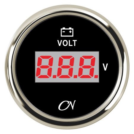 CN Voltmeter-Anzeige digital 12/24V 57mm 9-32V schwarz/chrom