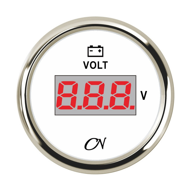 CN Voltmeter-Anzeige digital 12/24V 57mm 9-32V weiß/chrom