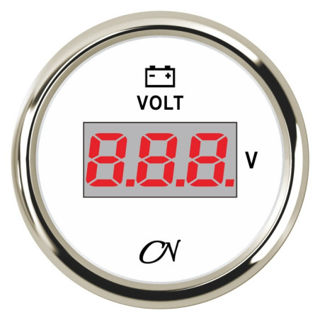 CN Voltmeter-Anzeige digital 12/24V 57mm 9-32V weiß/chrom